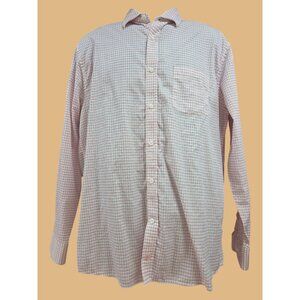 Johnston & Murphy Mens Pink Checkered Shirt Large Cotton Shirt